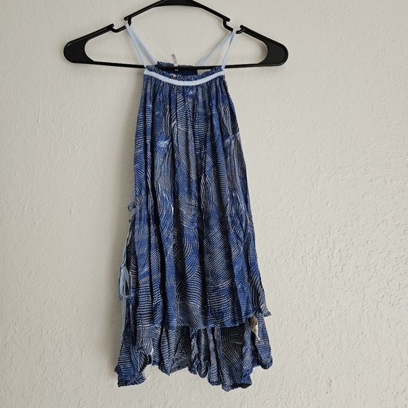 Free People OB587301 Season in the Sun Printed Lace-Up Top in Ocean Blue - Picture 8 of 8